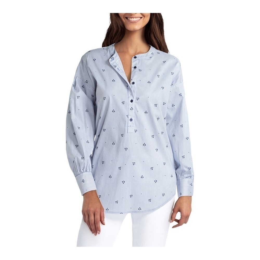 𝅺isaac Mizrahi Half Placket Balloon Sleeve Blouse